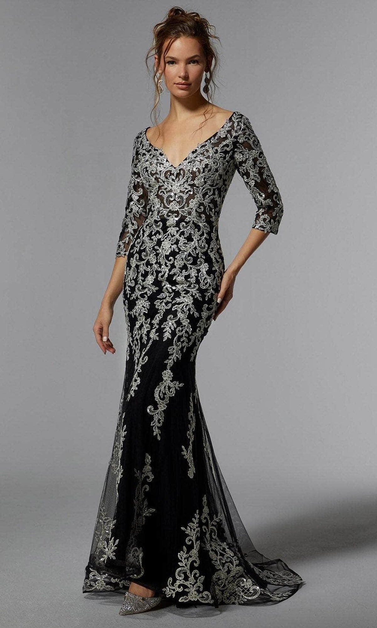 MGNY By Mori Lee 72940 - Frosted Lace Evening Dress