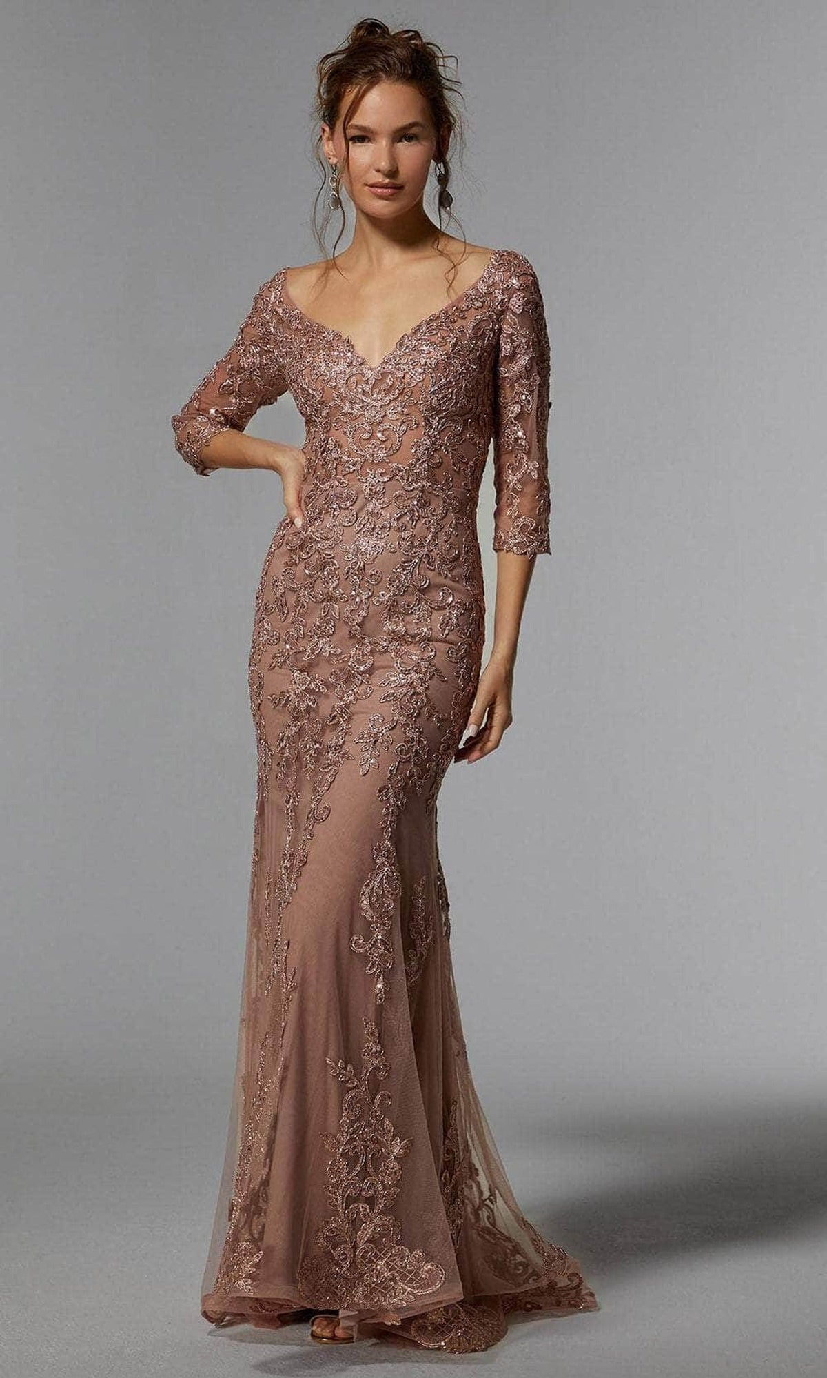 MGNY By Mori Lee 72940 - Frosted Lace Evening Dress