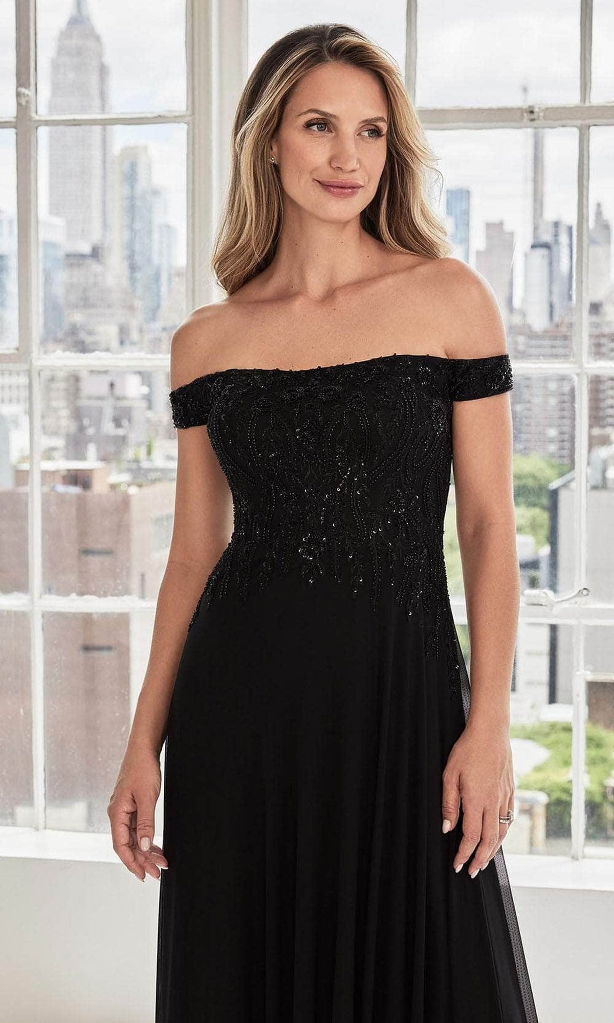 MGNY By Mori Lee 73105 - Beaded Off Shoulder Evening Dress
