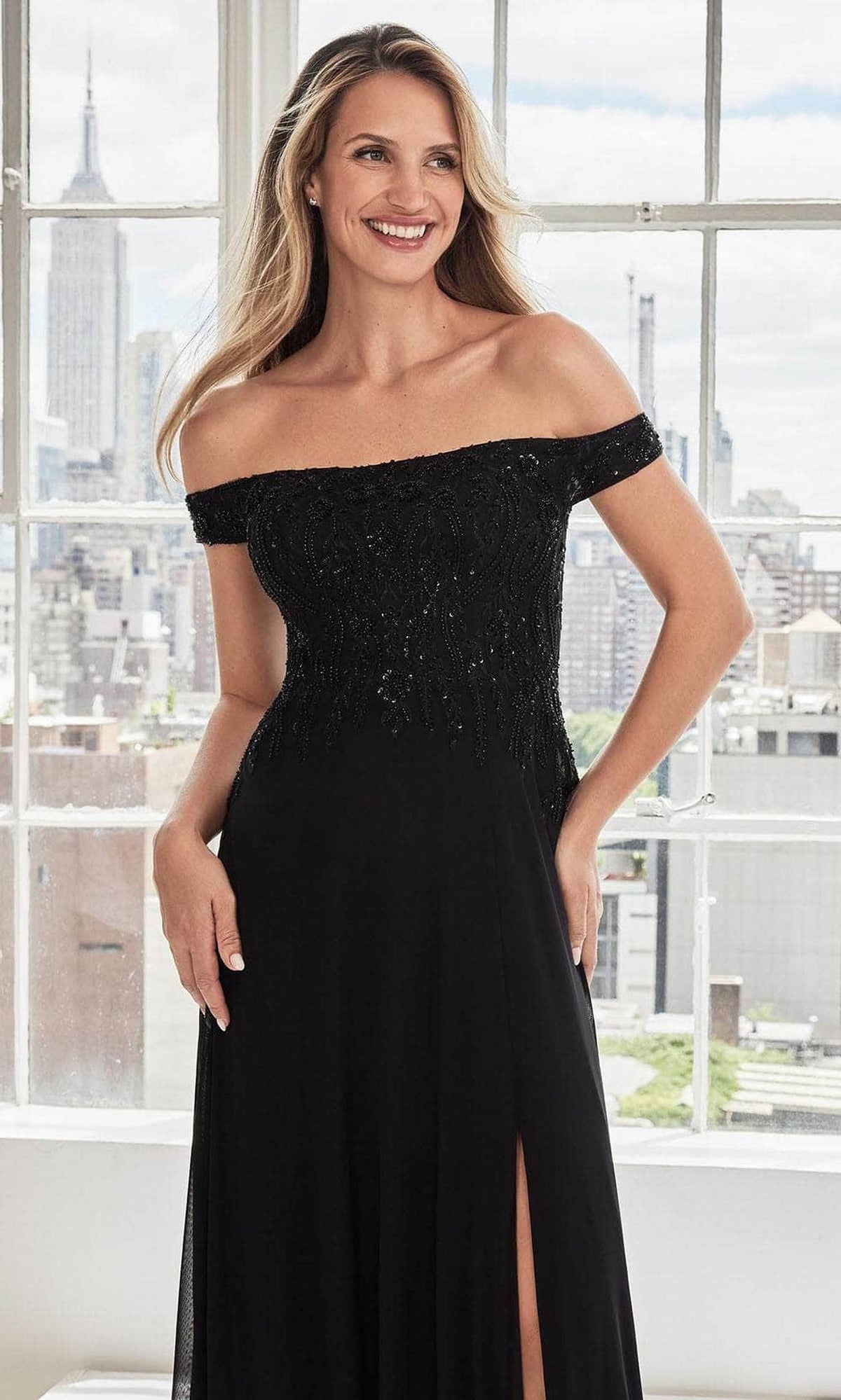 MGNY By Mori Lee 73105 - Beaded Off Shoulder Evening Dress
