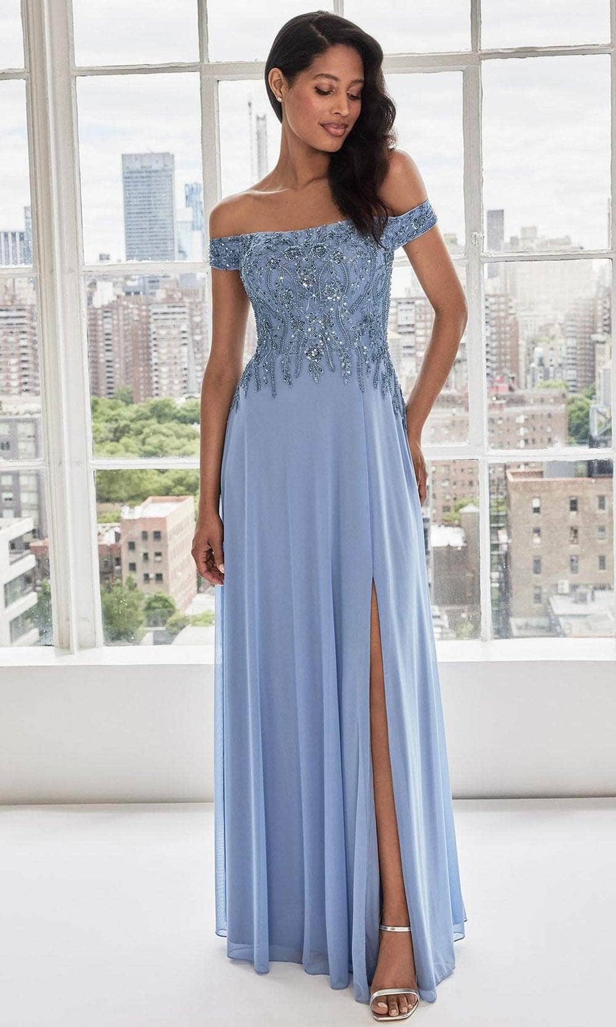 MGNY By Mori Lee 73105 - Beaded Off Shoulder Evening Dress