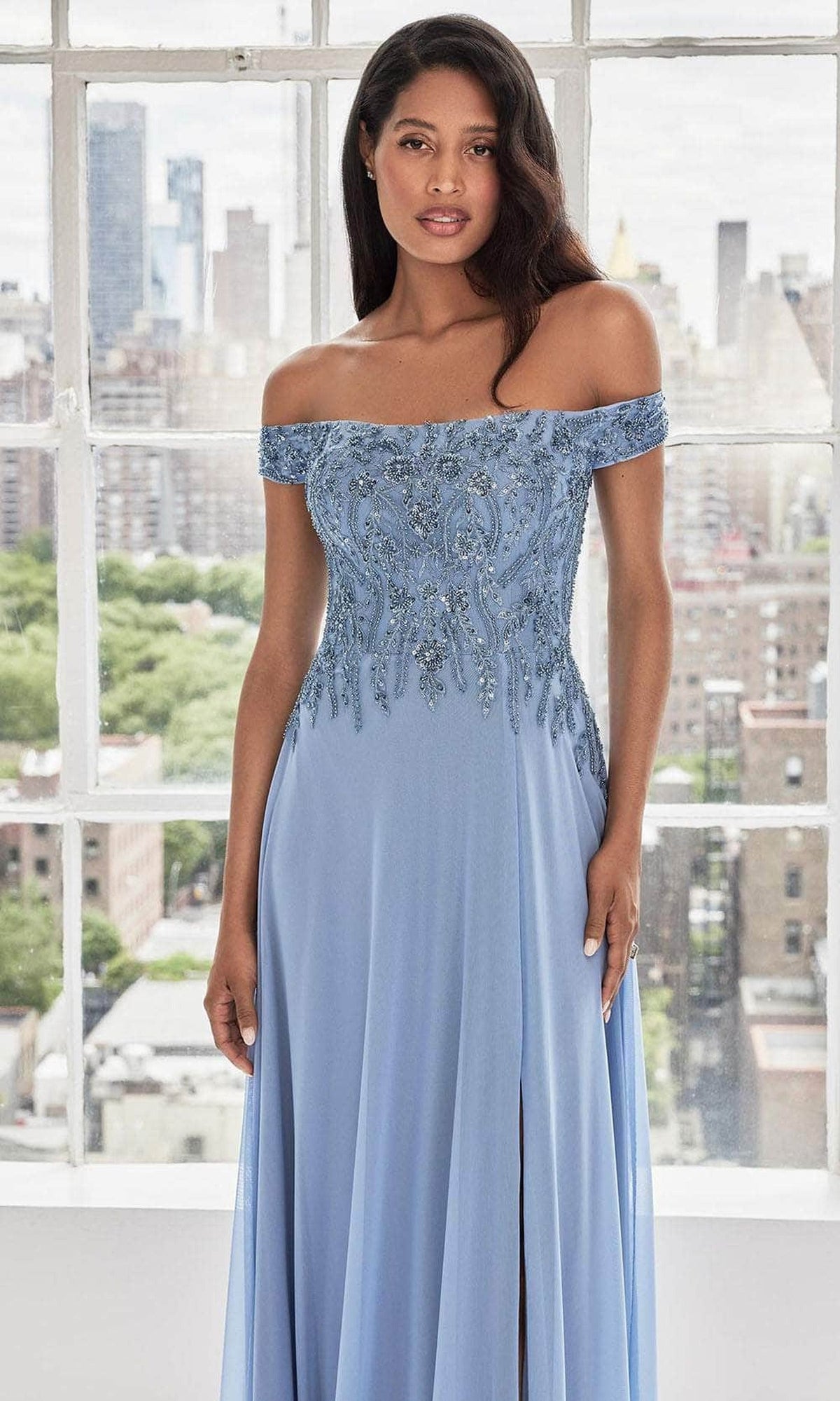 MGNY By Mori Lee 73105 - Beaded Off Shoulder Evening Dress