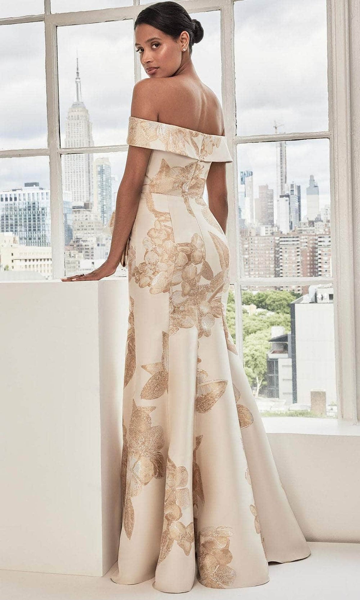 MGNY By Mori Lee 73115 - Off Shoulder Print Evening Dress