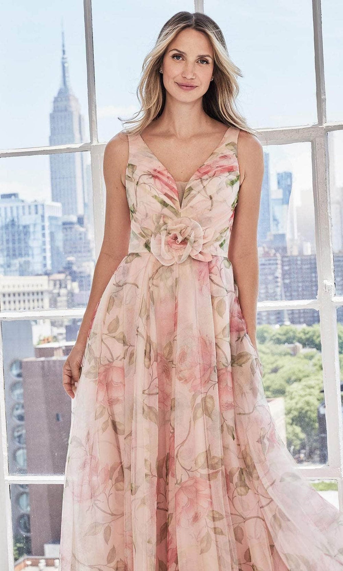 MGNY By Mori Lee 73122 - Rosette Waist Evening Dress