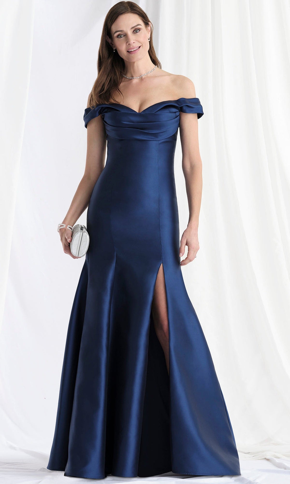 MGNY By Mori Lee 73150 - Off Shoulder Mikado Gown with Slit