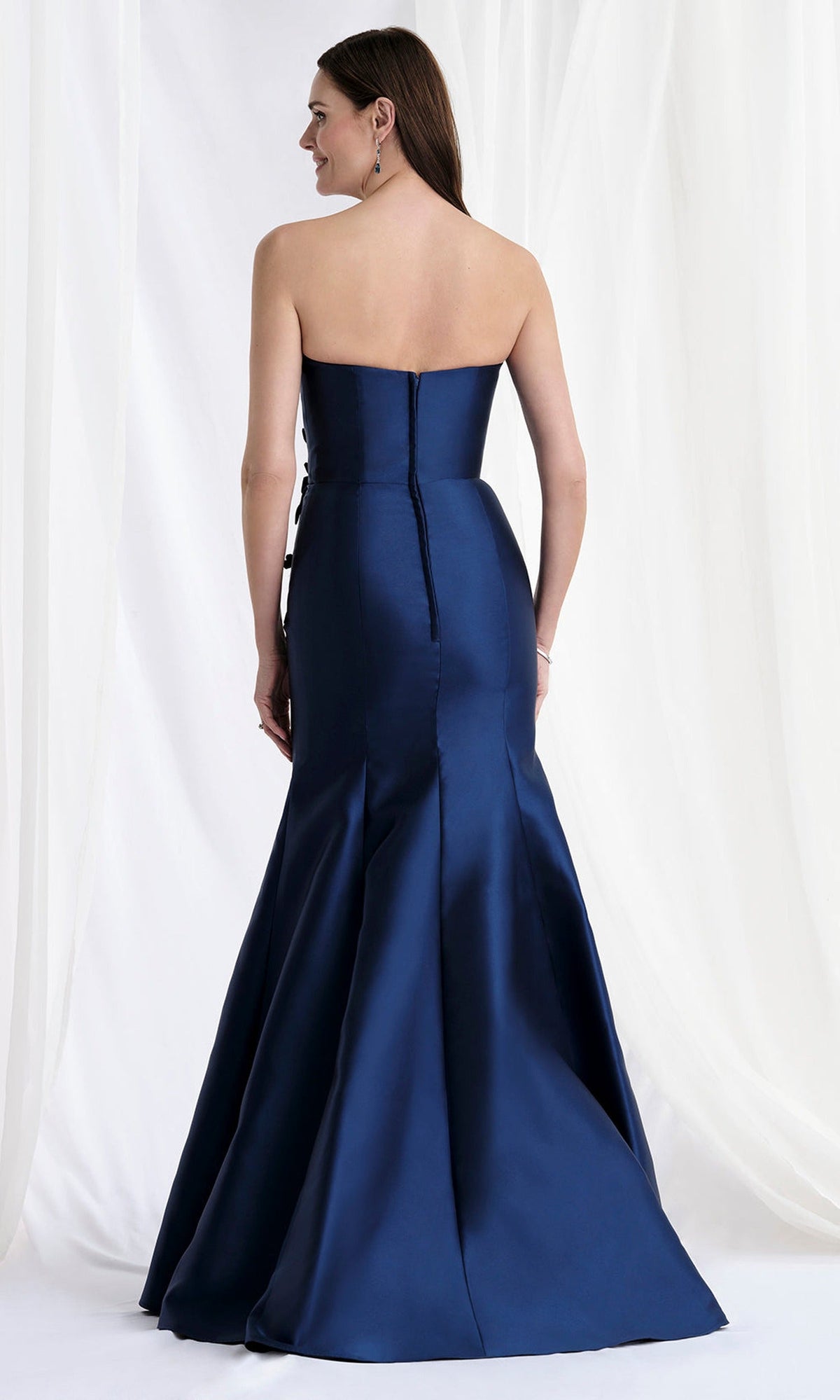 MGNY By Mori Lee 73155 - Mikado Strapless Gown with Floral Appliques