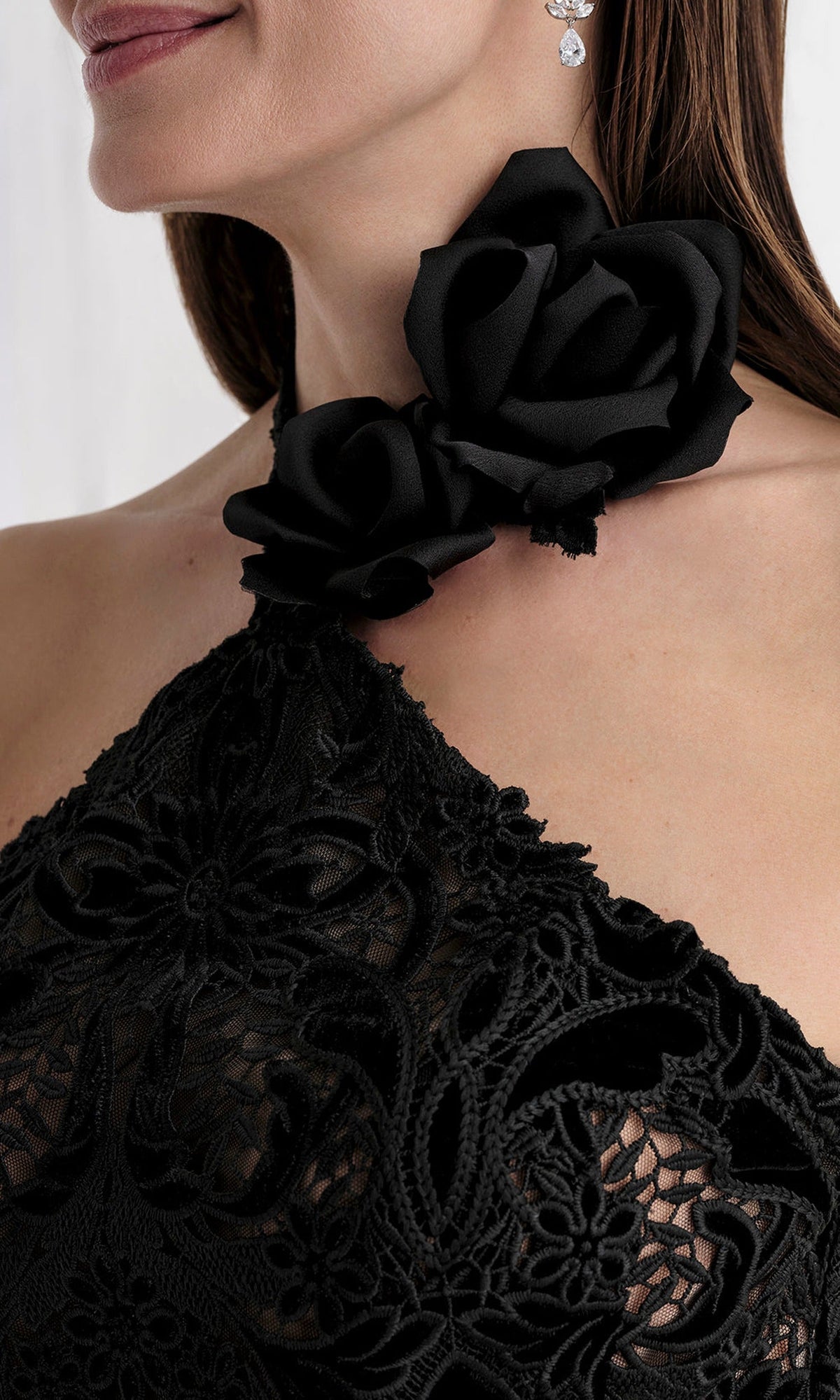 MGNY By Mori Lee 73159 - Embroidered Lace Halter Evening Gown