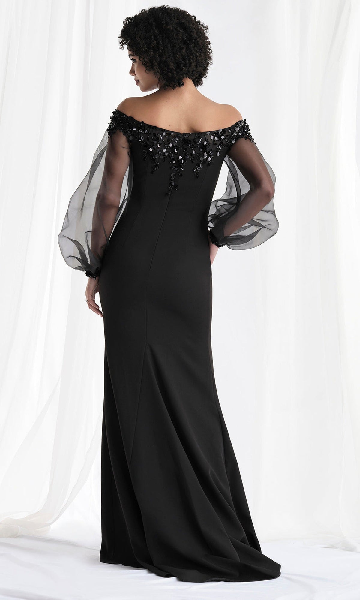 MGNY By Mori Lee 73162 - Organza Blouson Sleeve Off Shoulder Gown