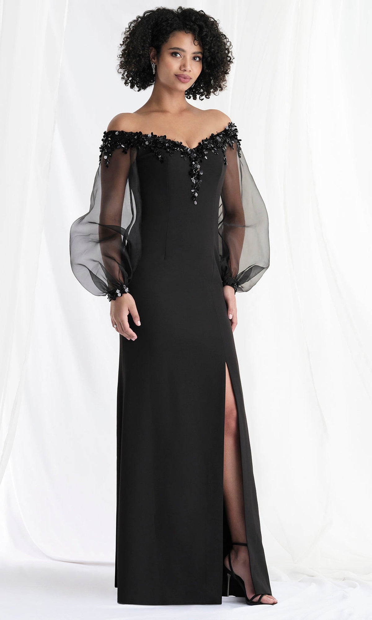 MGNY By Mori Lee 73162 - Organza Blouson Sleeve Off Shoulder Gown