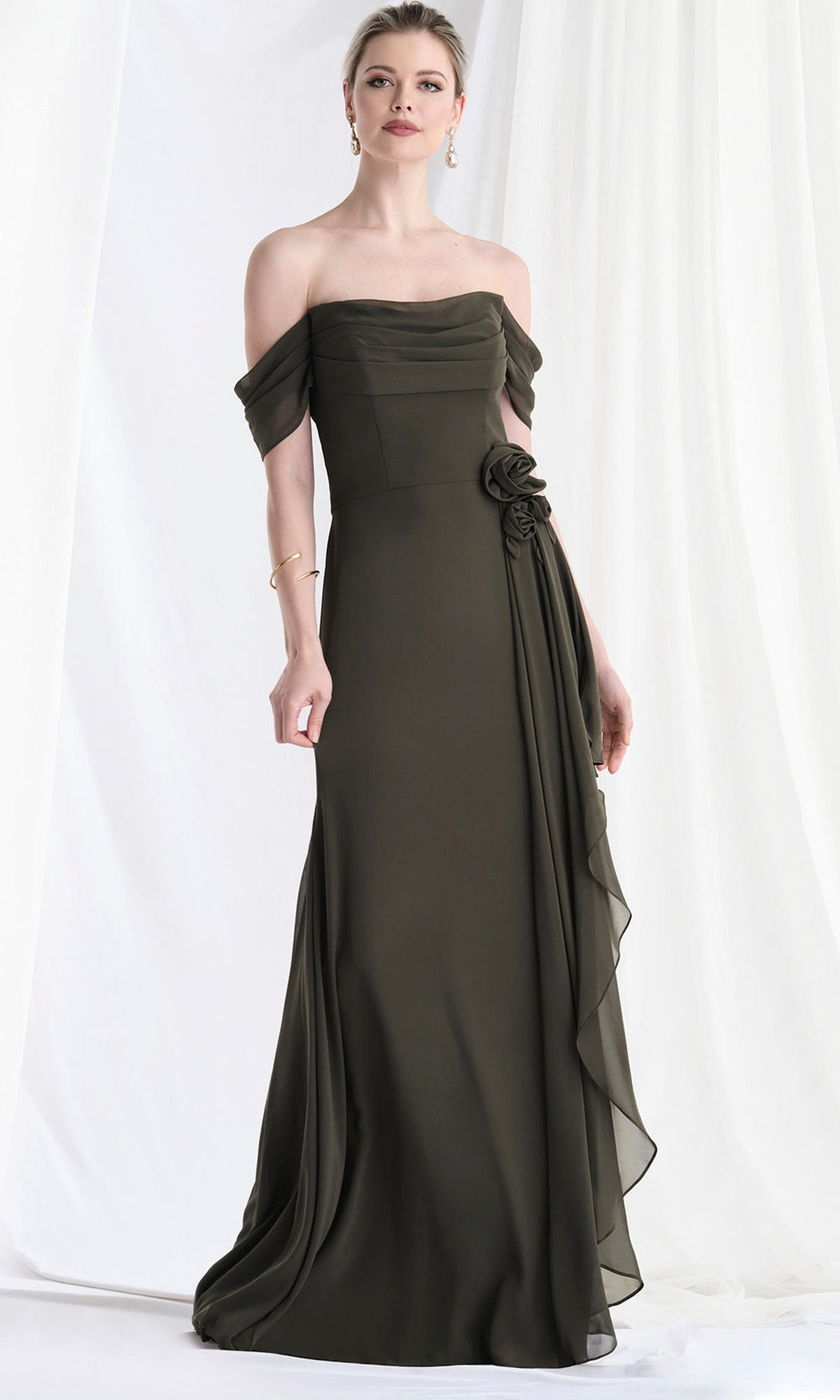 MGNY By Mori Lee 73165 - Off Shoulder Chiffon Ruffle Gown