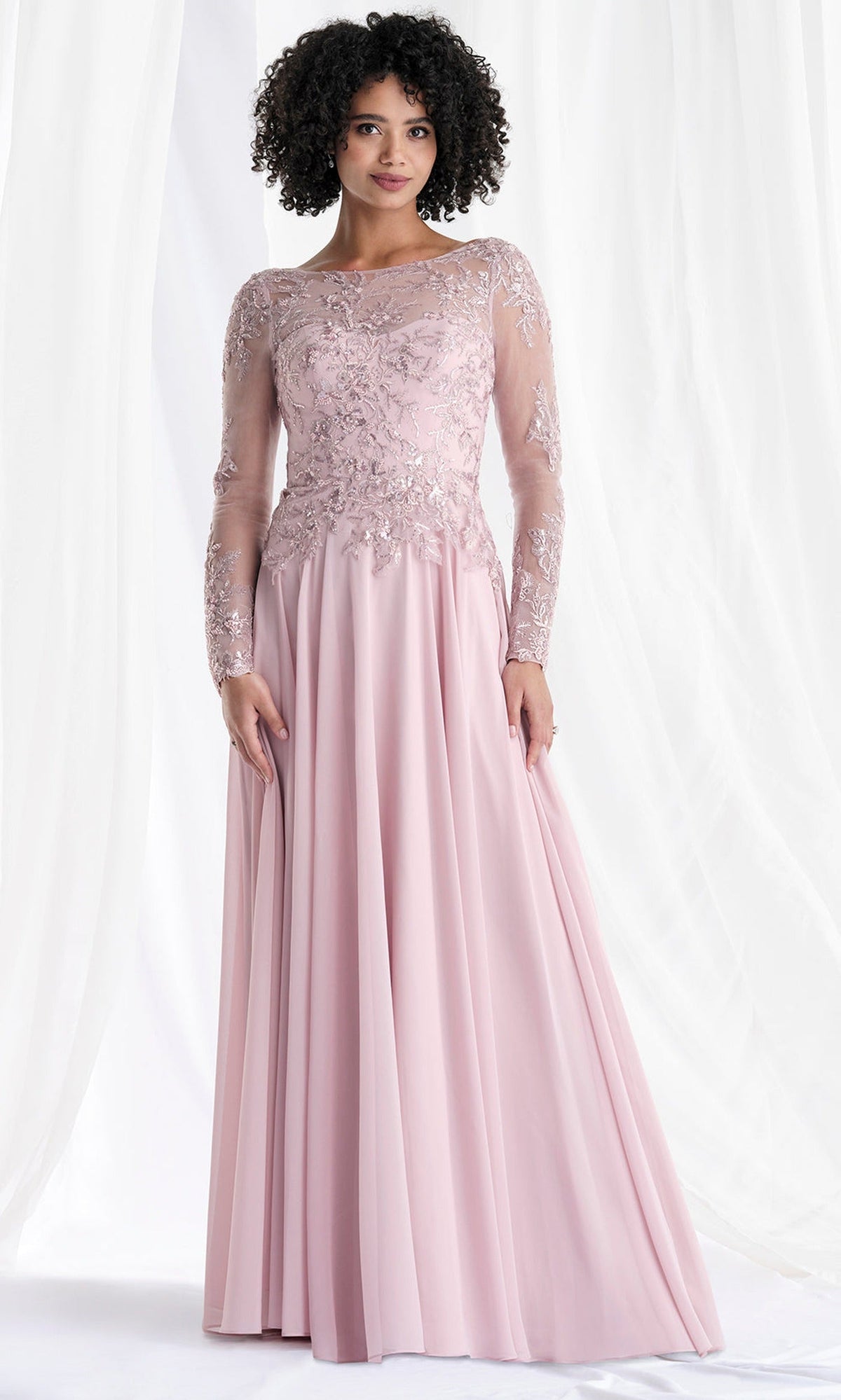 MGNY By Mori Lee 73169 - Illusion Bateau Long A-Line Gown