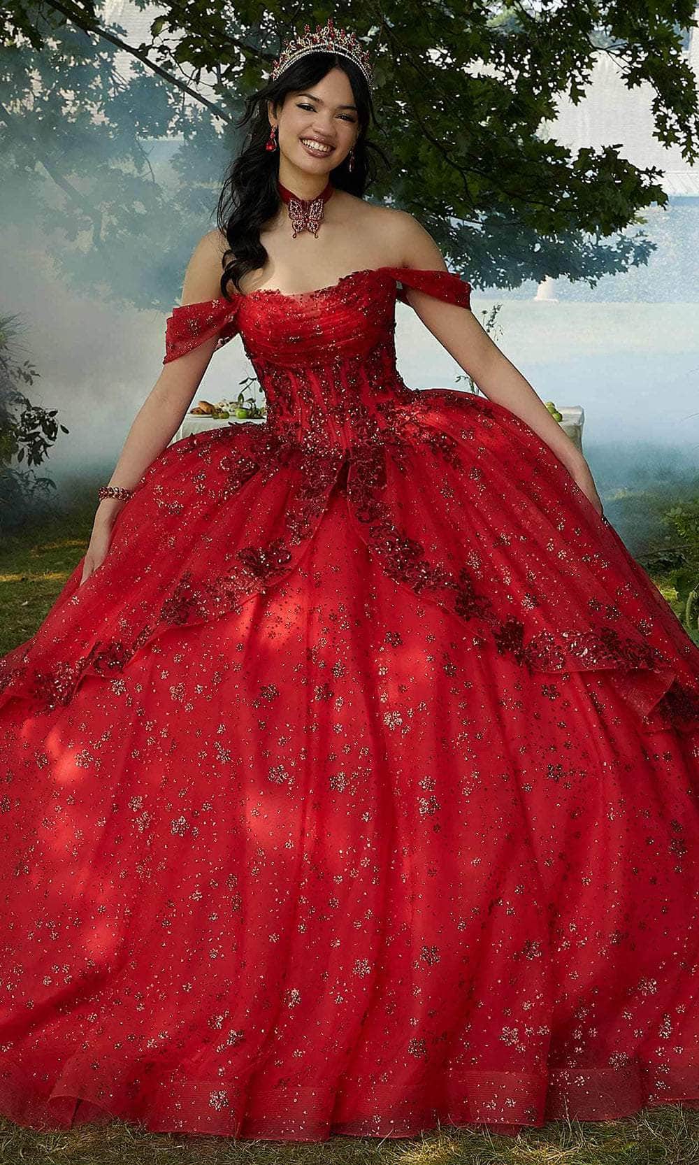 Mori Lee 34103 - Rhinestones Trim Tulle Ballgown - designer ball gown at Silhouette Dresses