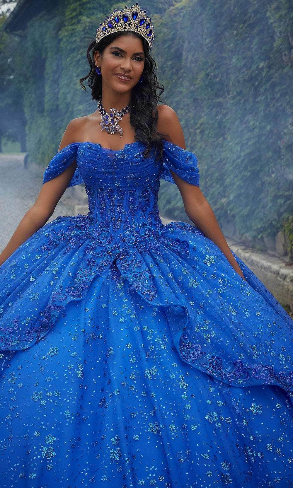 Mori Lee 34103 - Rhinestones Trim Tulle Ballgown - detail view