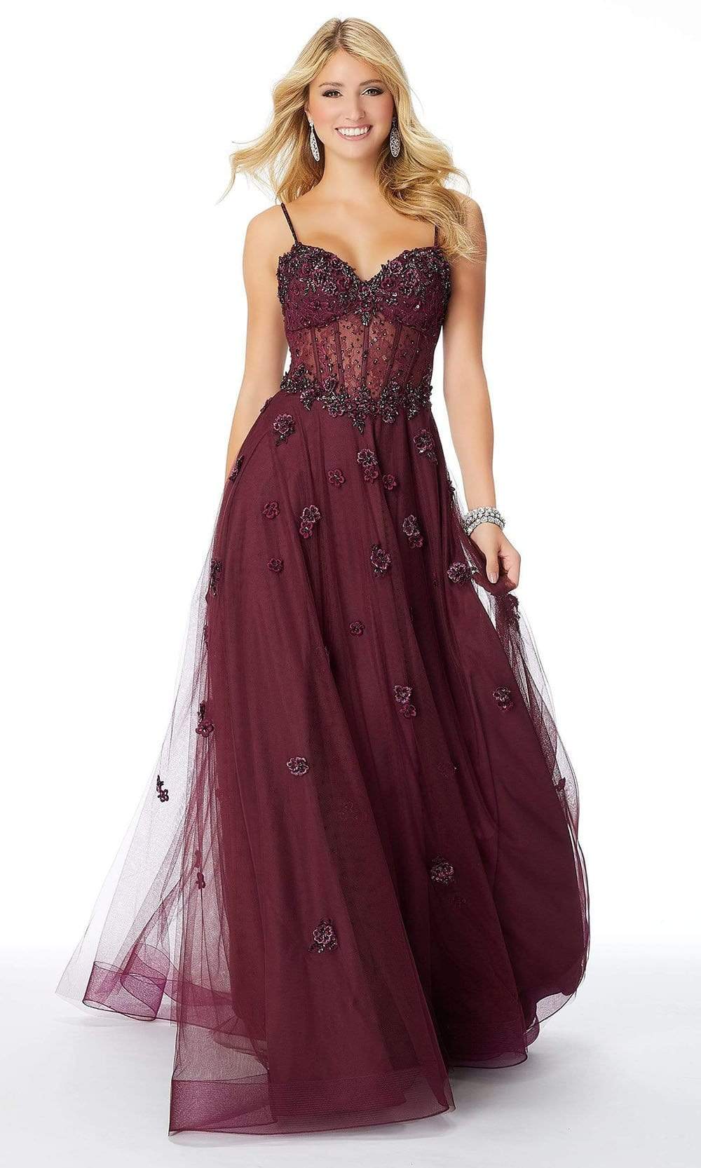 Mori Lee - 46006 Embroidered Lace Sweetheart A-line Gown - detail view