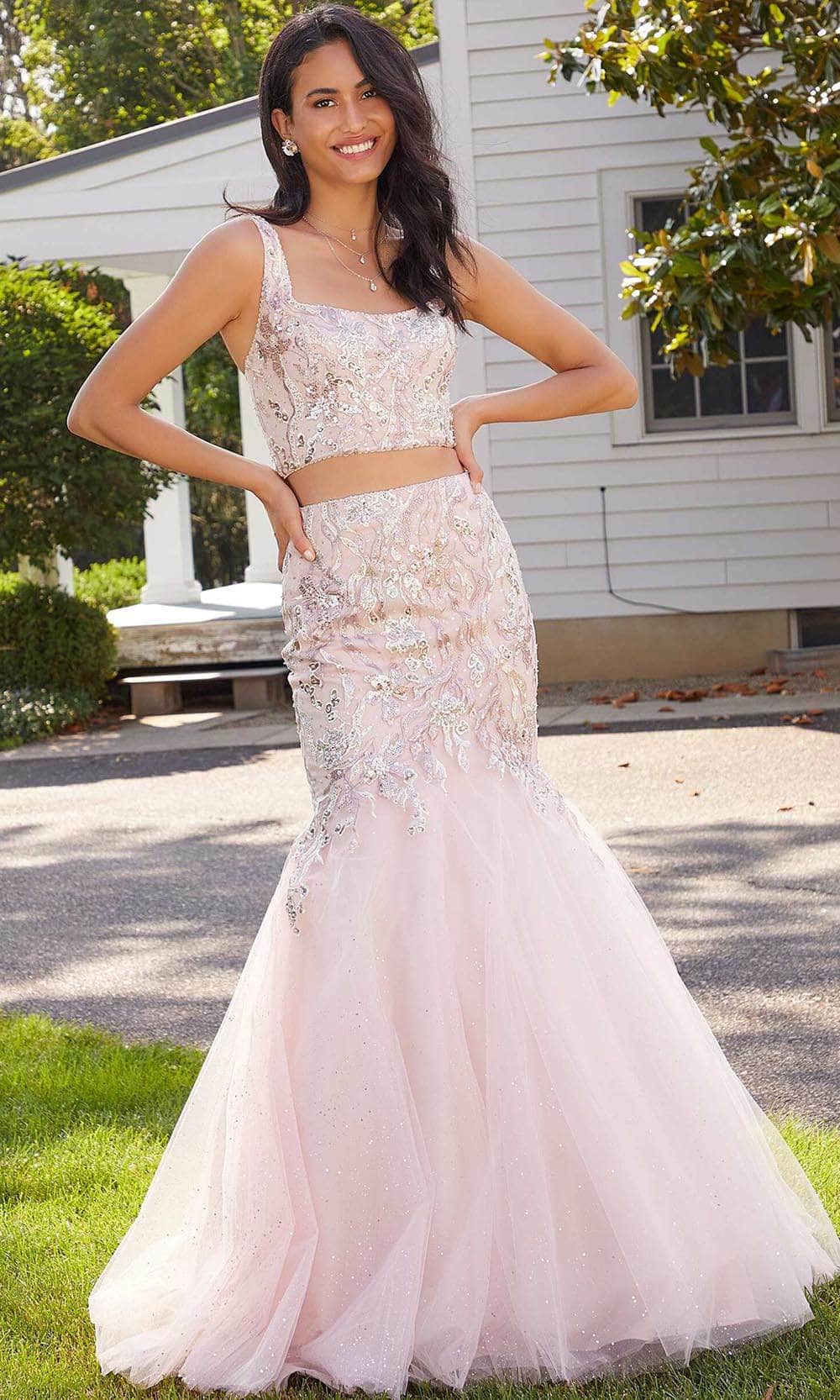 Mori Lee 47043 - Two-piece Sleeveless Square Neck Long Gown - view 5