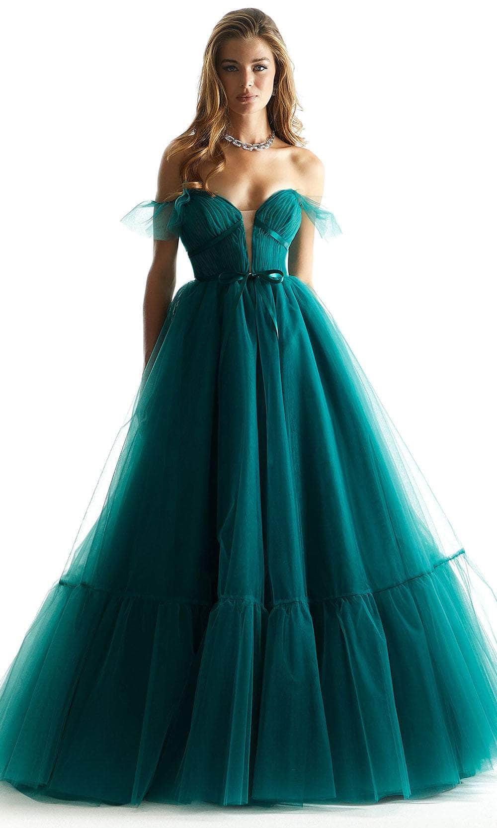 Mori Lee 49022 - Ribbon Off-Shoulder Ballgown - designer ball gown at Silhouette Dresses