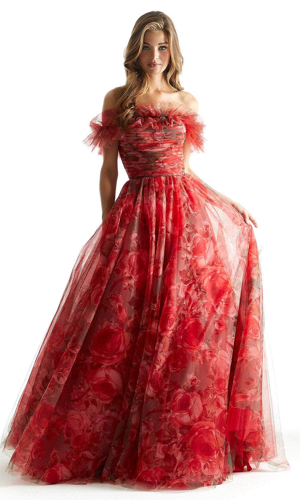 Mori Lee 49057 - Ruched Floral Prom Dress - view 4