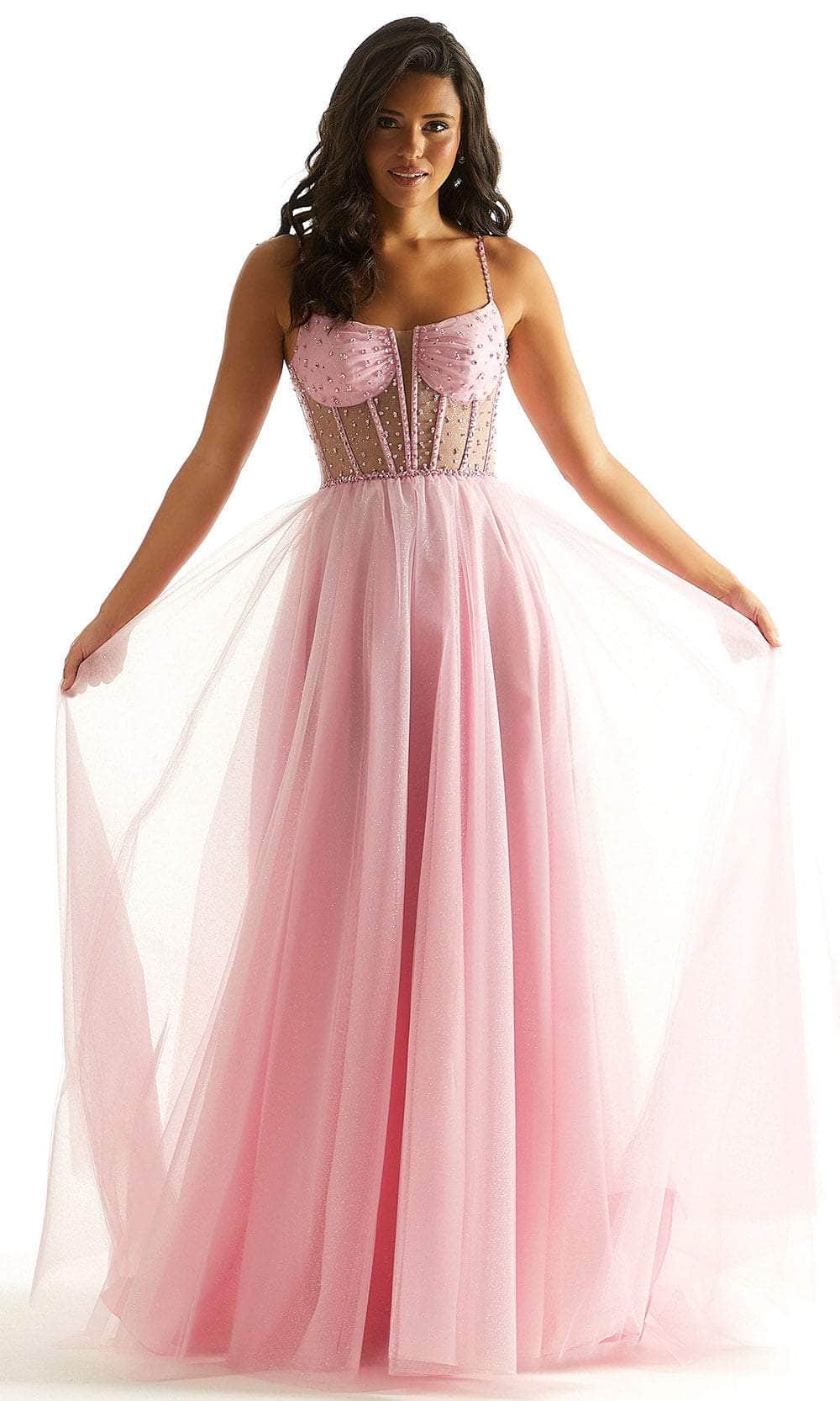 Mori Lee 49069 - Sheer Glitter Prom Dress - designer prom dress at Silhouette Dresses