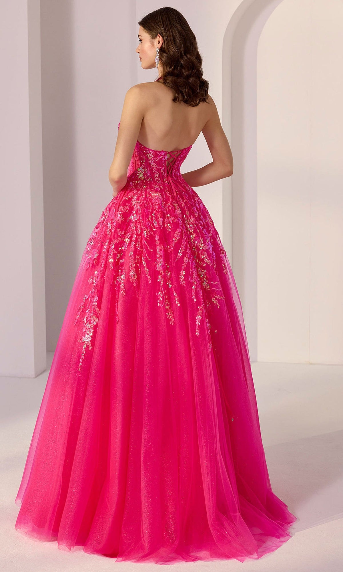 Mori Lee 49223 - Halter Strap Sequin Embroidered Gown