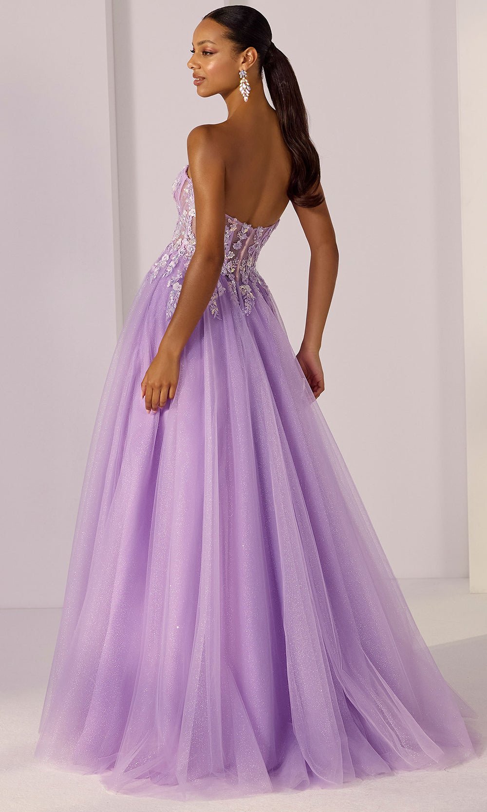 Mori Lee 49225 - Lace Applique Sweetheart Tulle Prom Gown - Silhouette Dresses