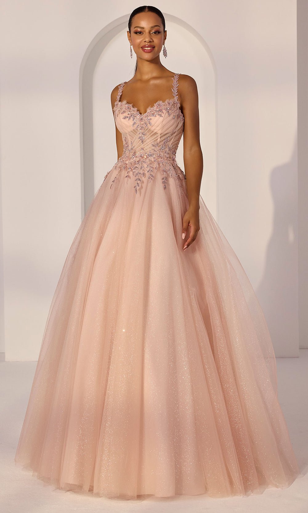 Mori Lee 49273 - Floral Glitter Sweetheart Tulle Prom Gown - Silhouette Dresses