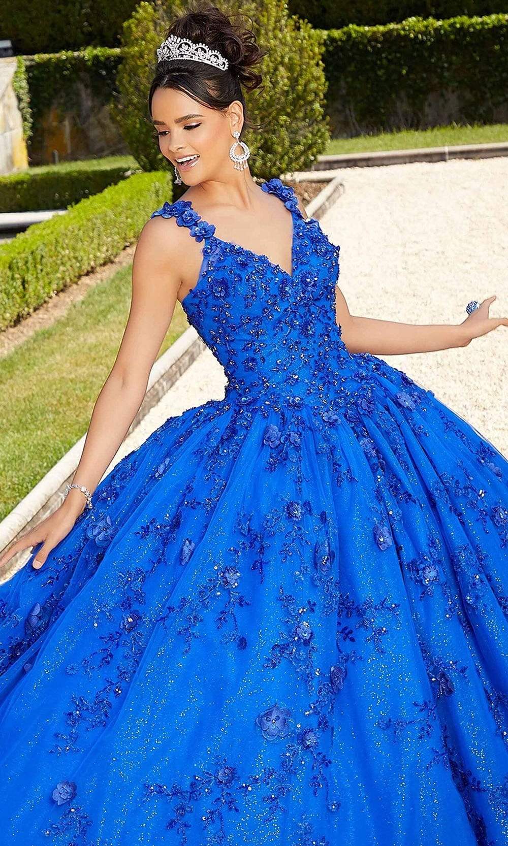 Mori Lee - 60133 Floral Applique Ballgown With Bolero - detail view