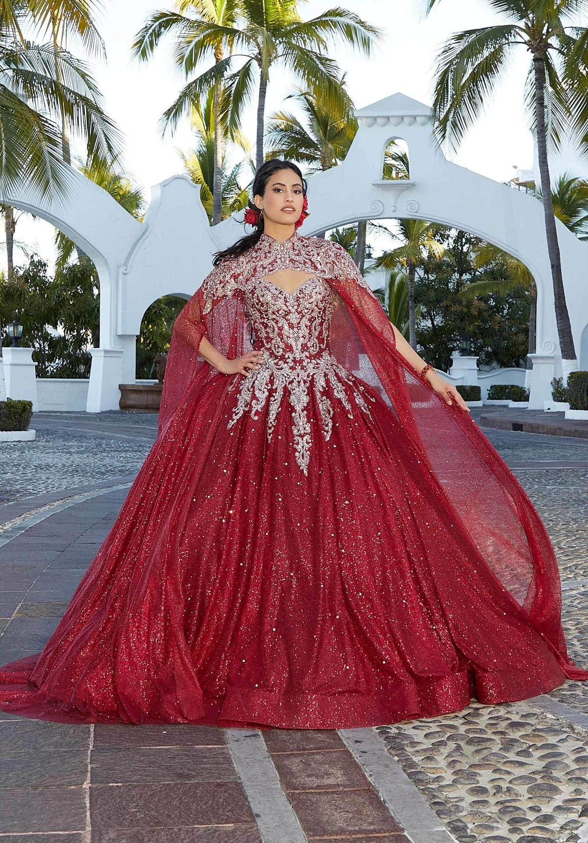 Mori Lee 60166 - Glittered Tulle Quinceanera Ballgown - view 7