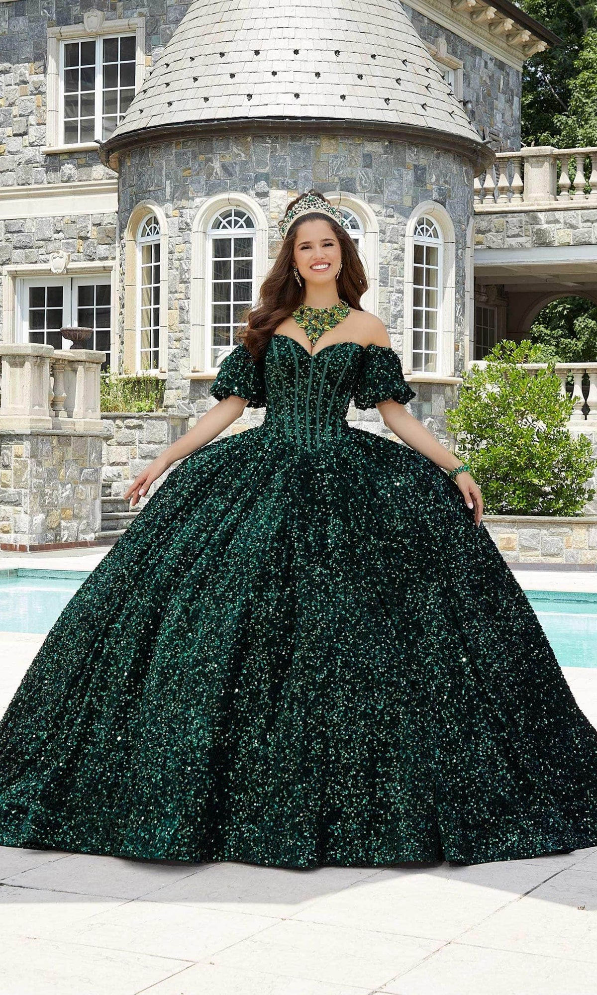 Mori Lee 60171 - Bow-Accented Back Sequin Ballgown - view 9
