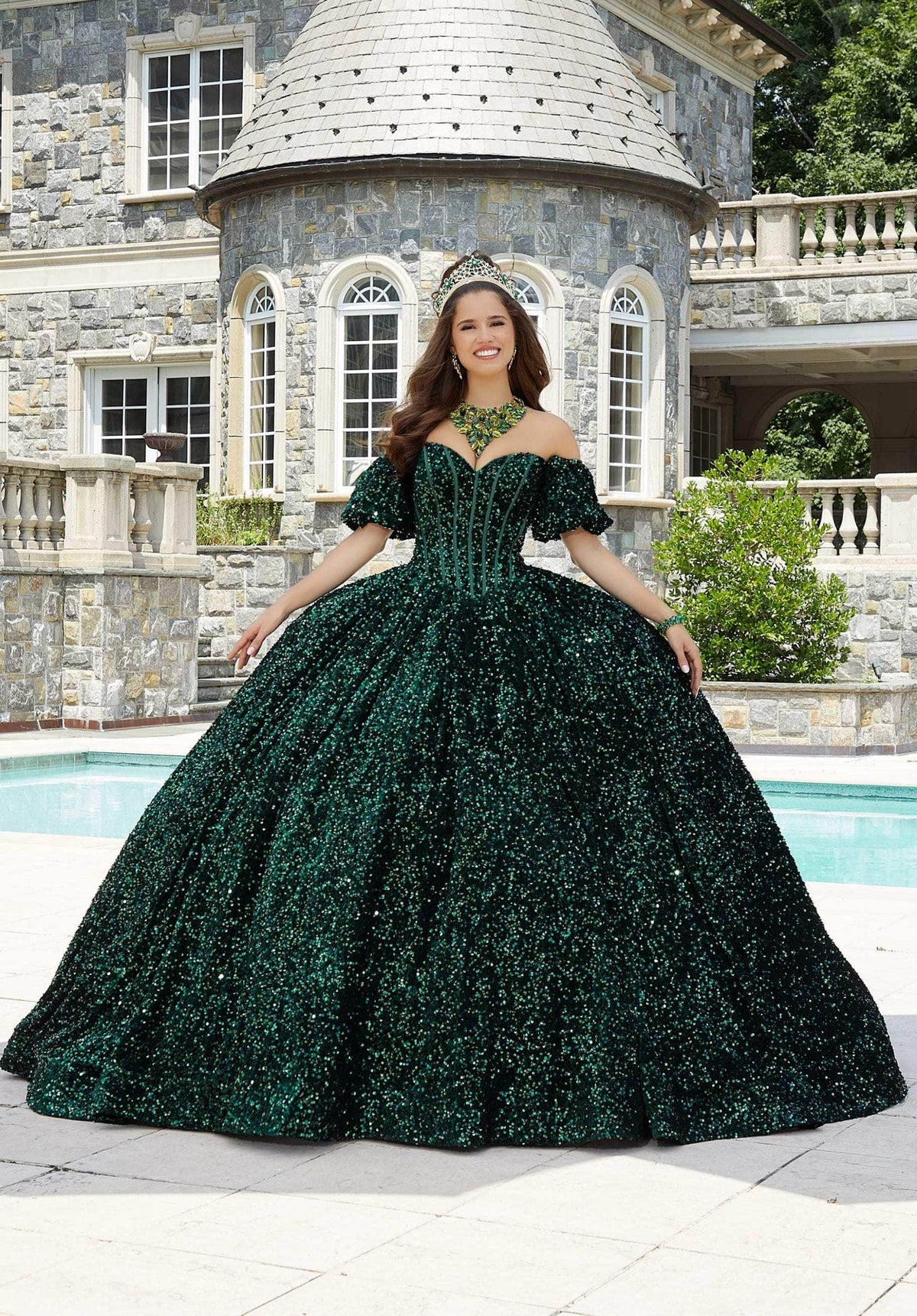 Mori Lee 60171 - Bow-Accented Back Sequin Ballgown - view 9