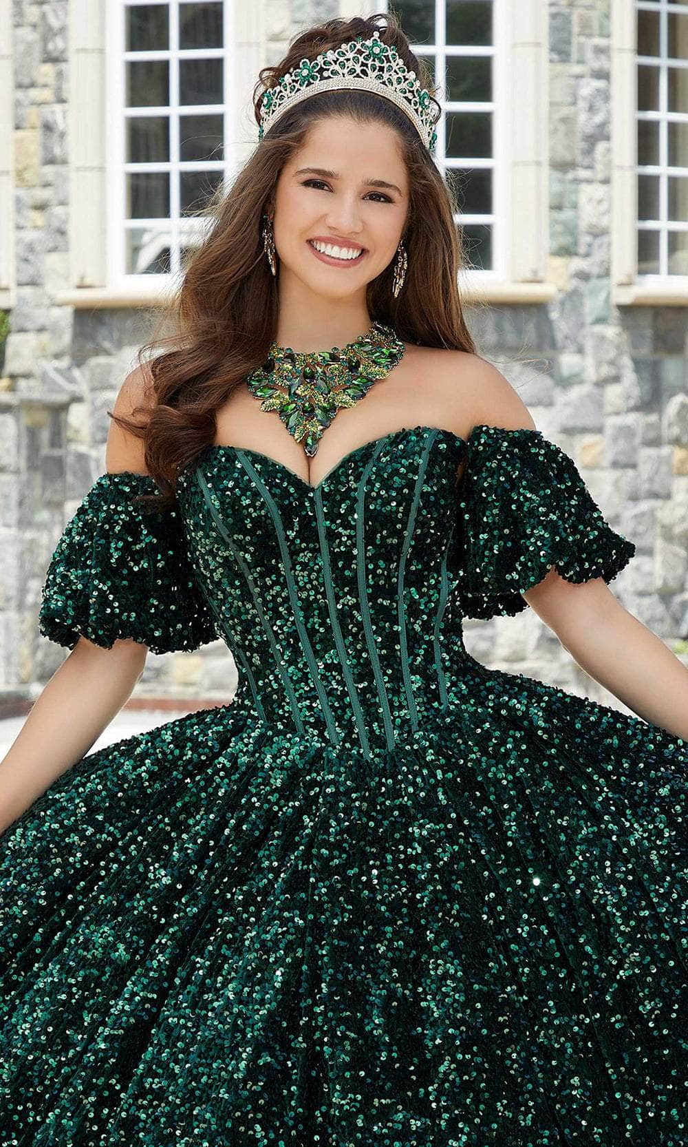 Mori Lee 60171 - Bow-Accented Back Sequin Ballgown - back view