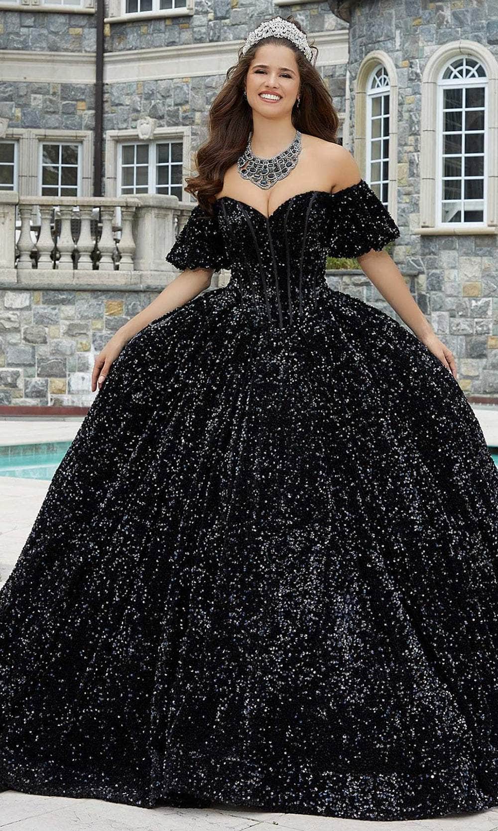 Mori Lee 60171 - Bow-Accented Back Sequin Ballgown - view 4