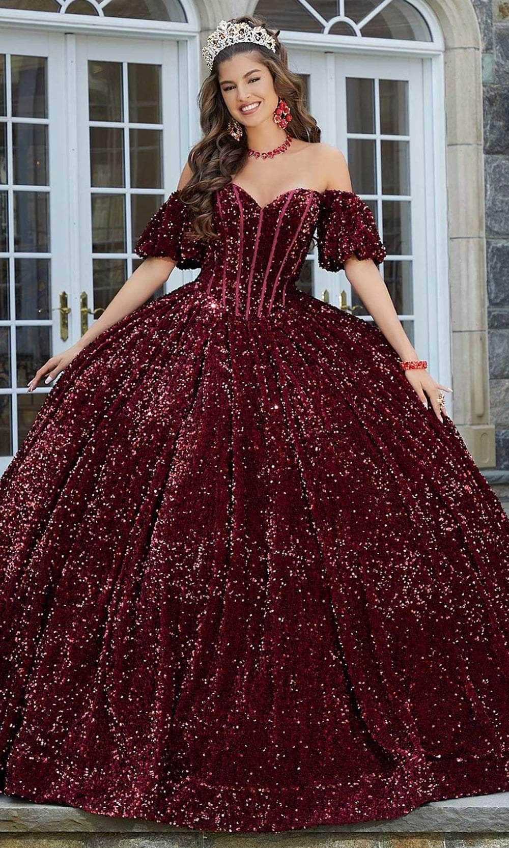 Mori Lee 60171 - Bow-Accented Back Sequin Ballgown - view 6