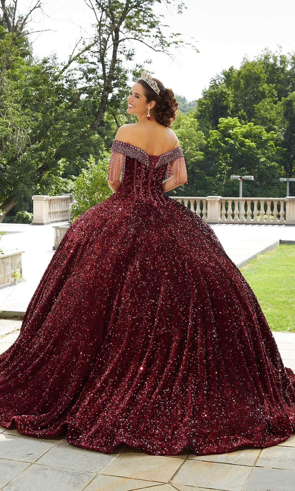 Mori Lee 60177 - Beaded Velvet Quinceanera Ballgown - view 5