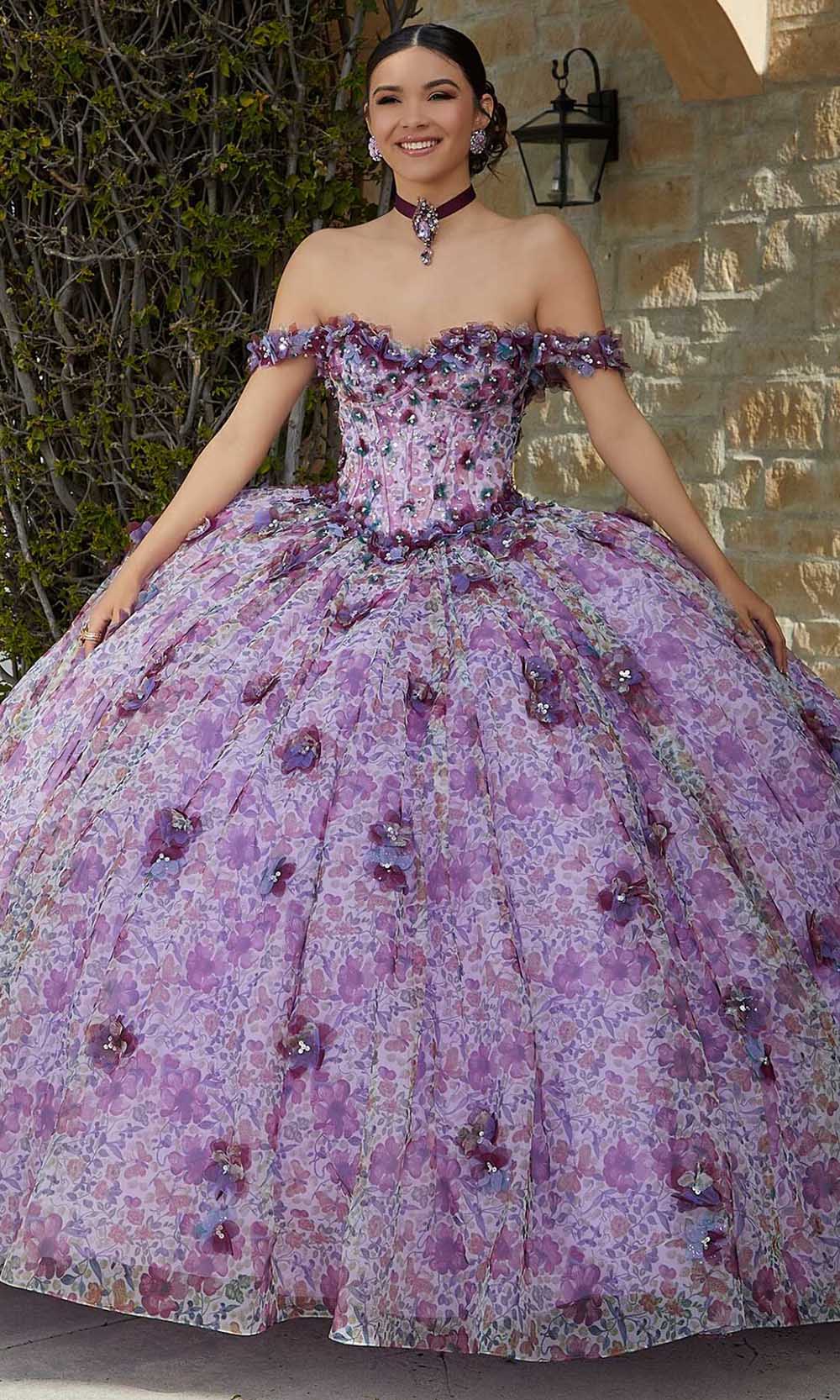 Mori Lee 60182 - 3D Floral Applique Embellished Strapless Ballgown - designer ball gown at Silhouette Dresses