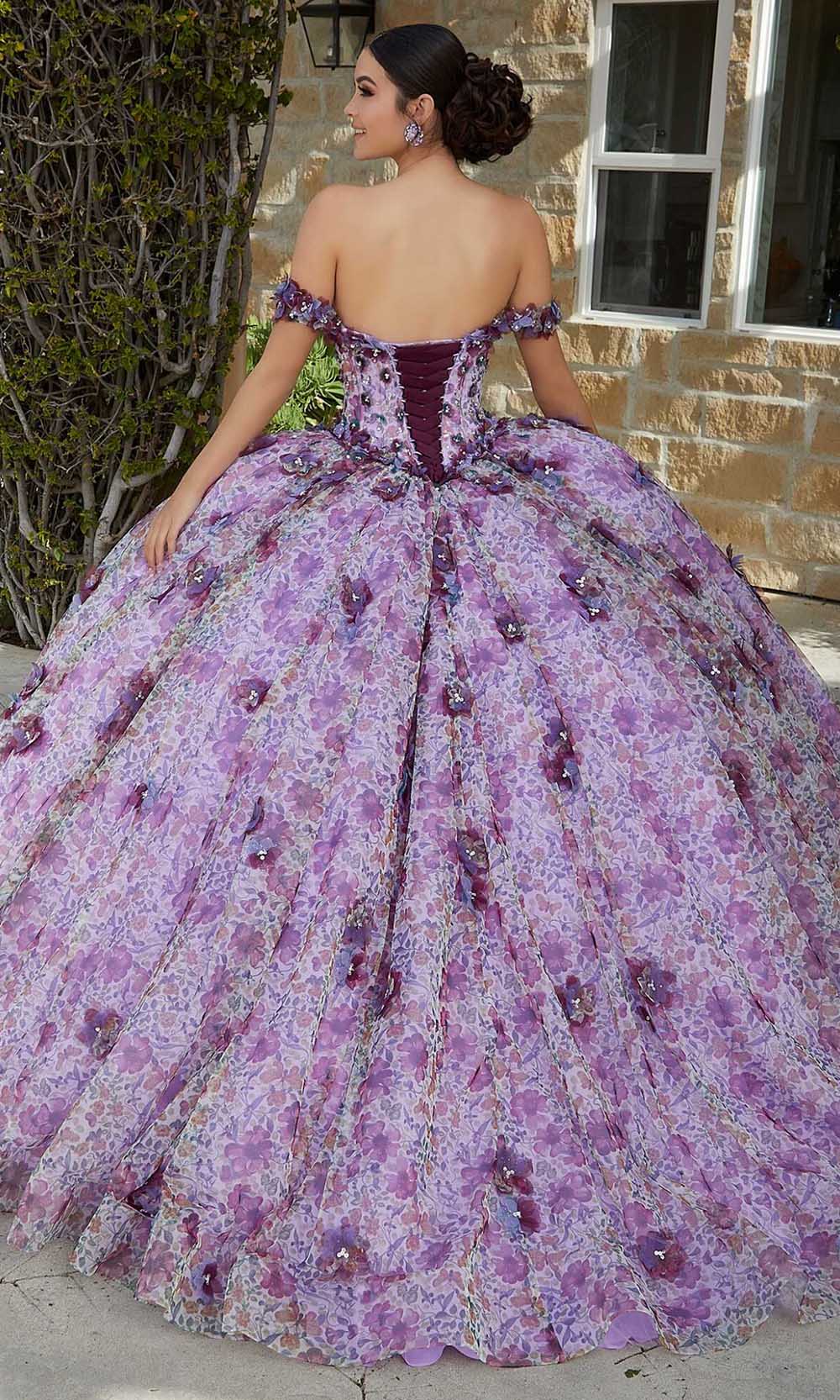 Mori Lee 60182 - 3D Floral Applique Embellished Strapless Ballgown - back view