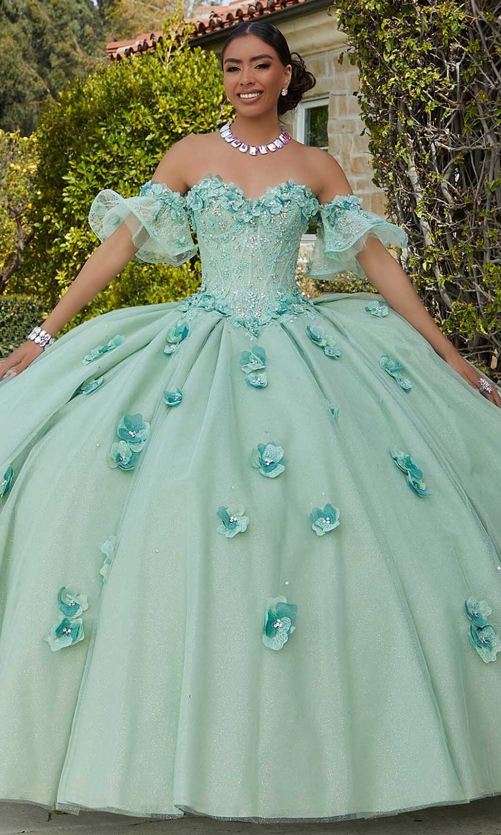 Mori Lee 60183 - Glittering Tulle Floral Embellished Ballgown - view 8