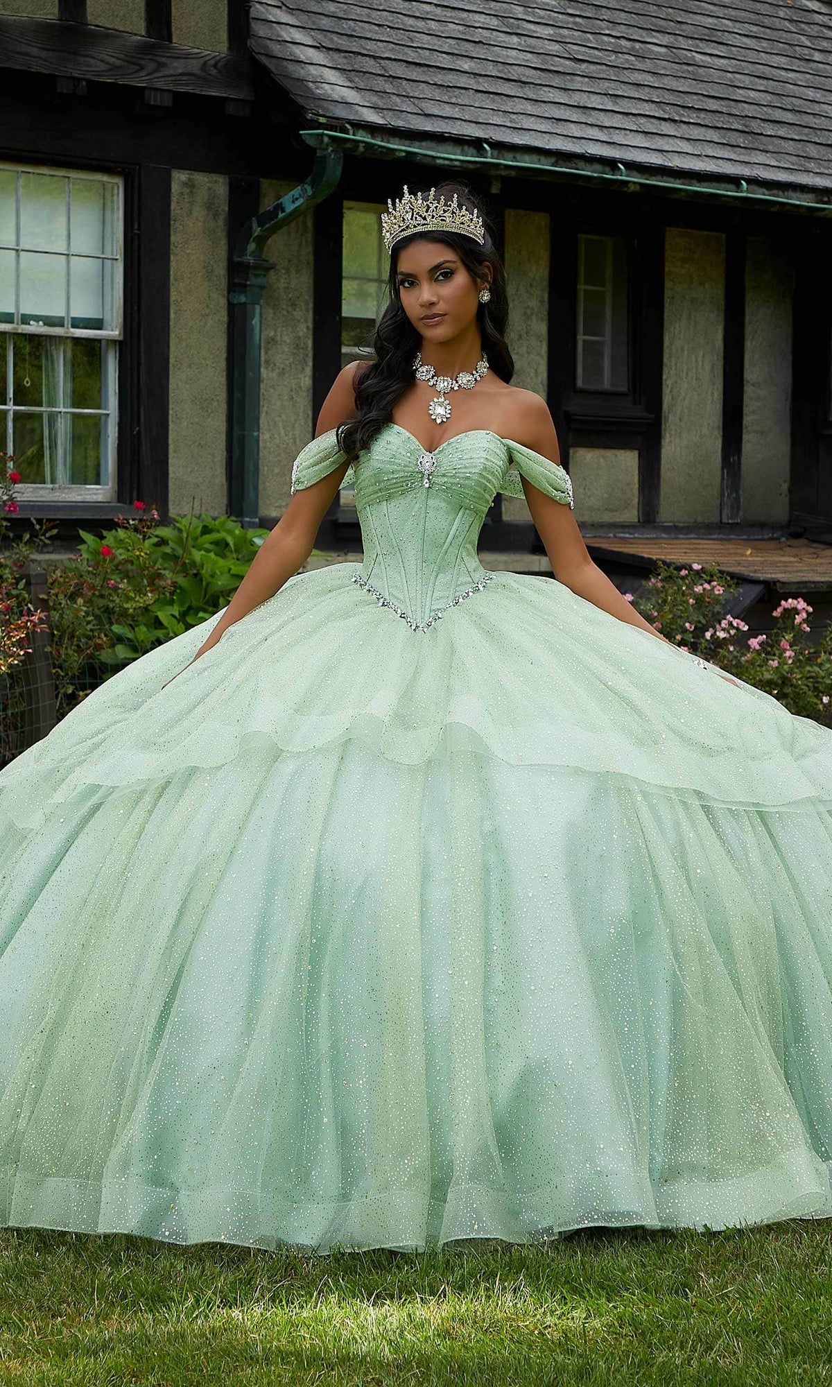 Mori Lee 60193 - Beaded Brooch Accented Sweetheart Neck Ballgown - view 4