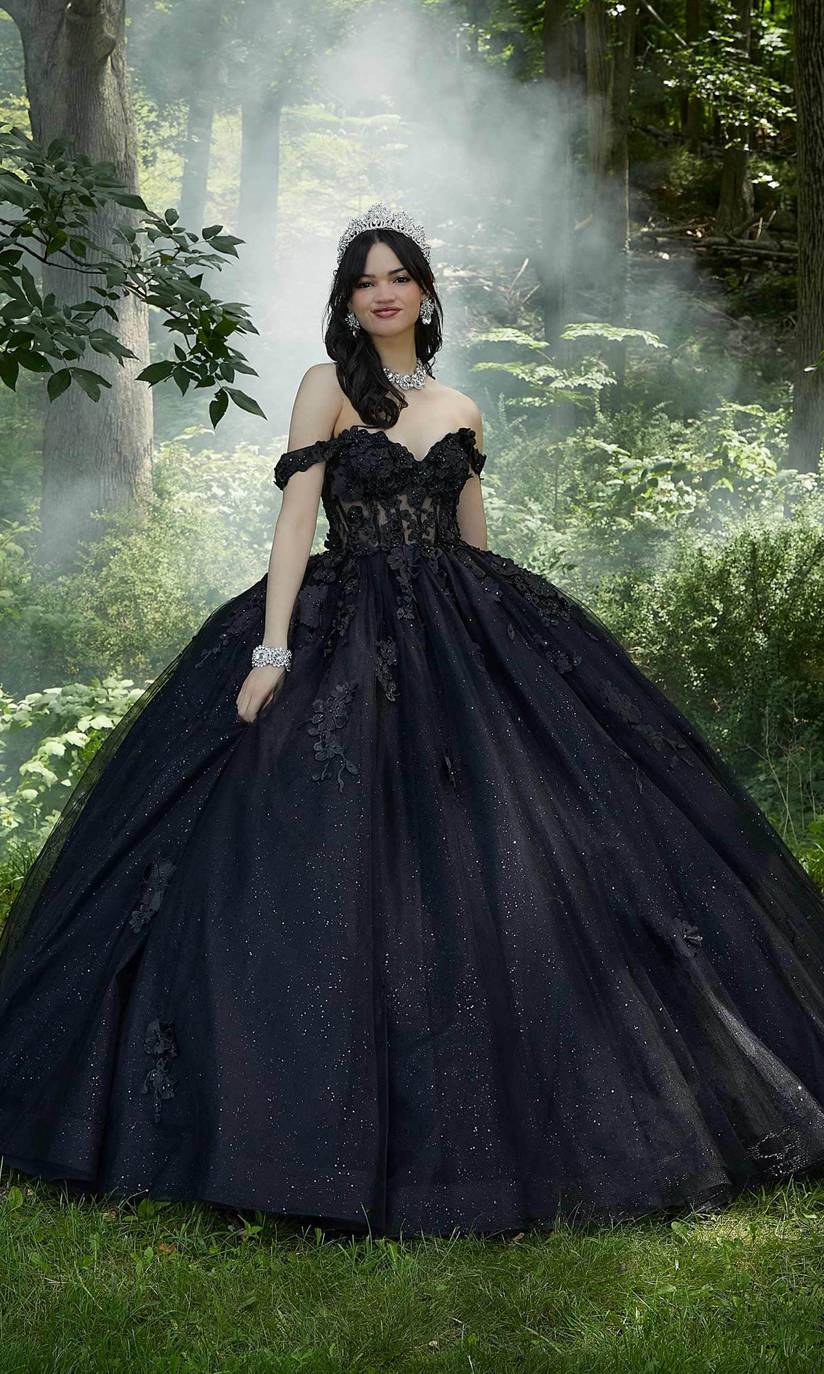 Mori Lee 60197 - 3D Floral Embellished Crystal Beaded Ballgown - view 4