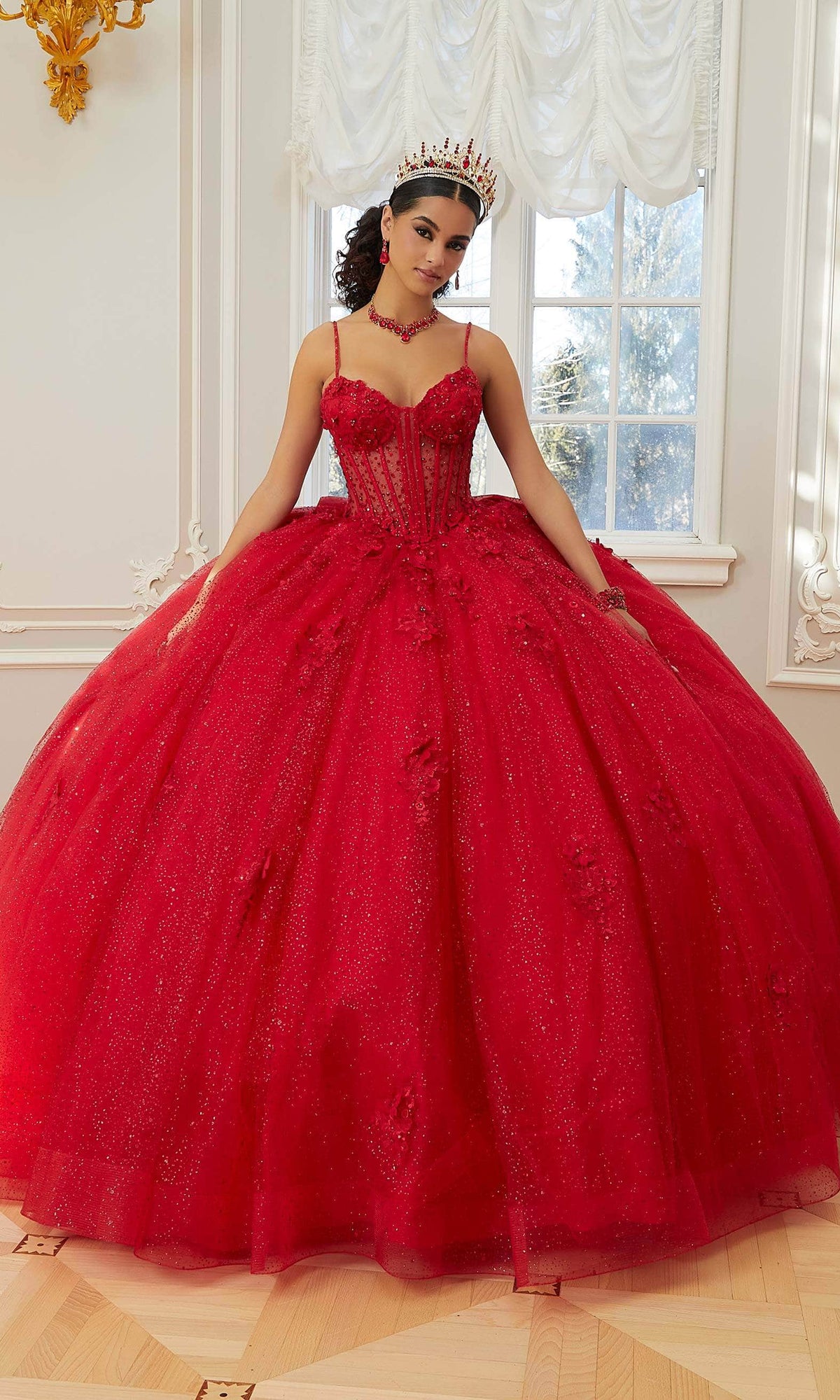 Mori Lee 60206 - Spaghetti Strap Quinceanera Ballgown - view 7