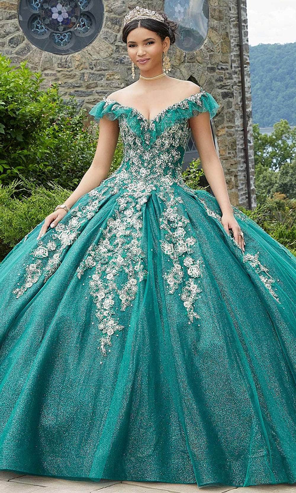 Mori Lee 89342 - Appliqued V-Neck Quinceañera Dress - designer quinceanera gown at Silhouette Dresses