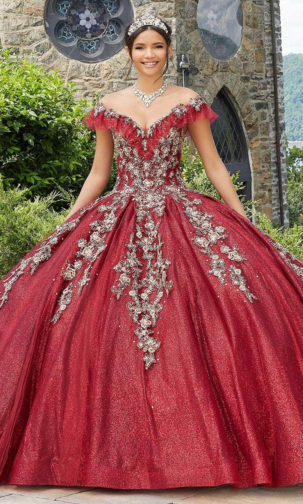 Mori Lee 89342 - Appliqued V-Neck Quinceañera Dress - view 9