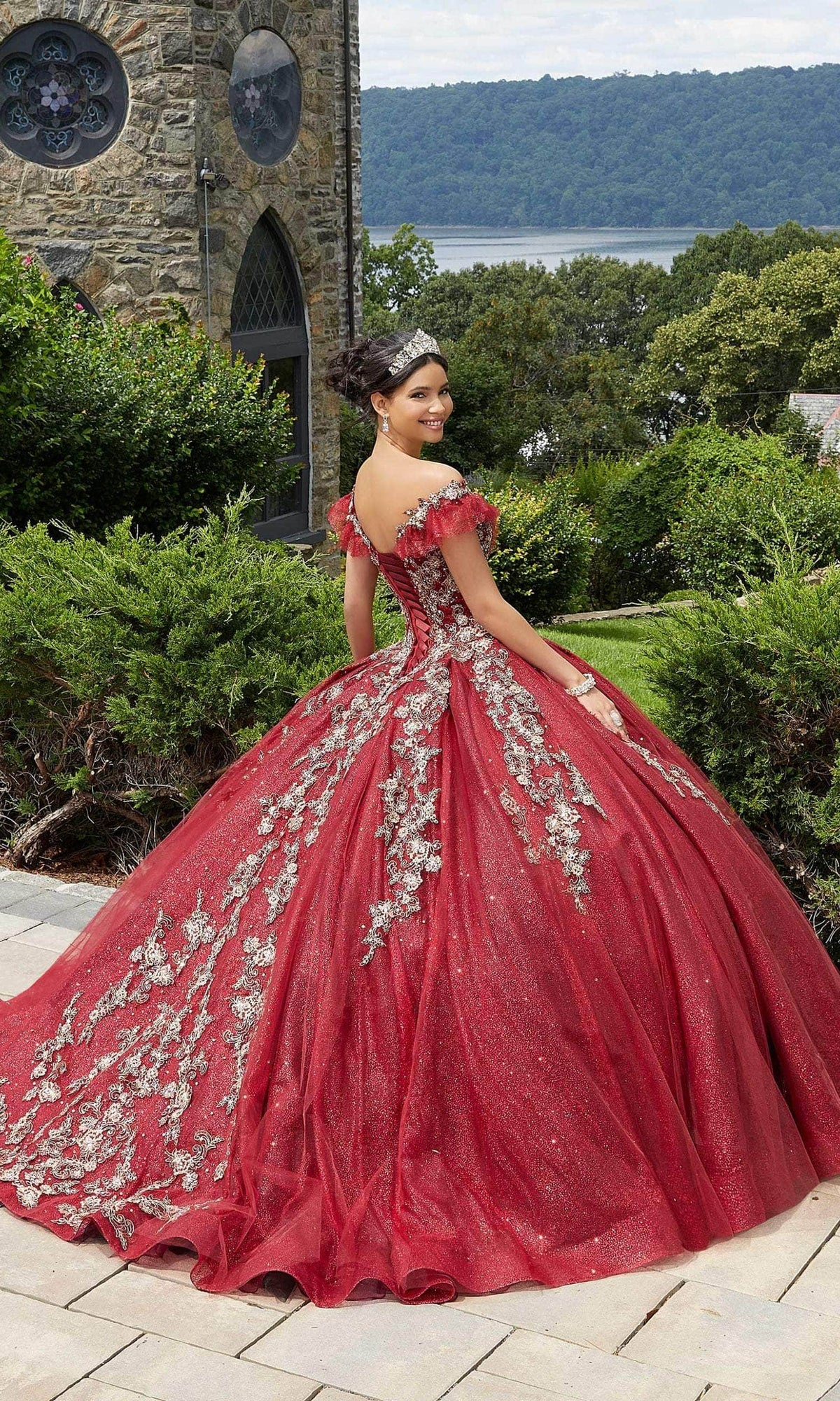 Mori Lee 89342 - Appliqued V-Neck Quinceañera Dress - view 5