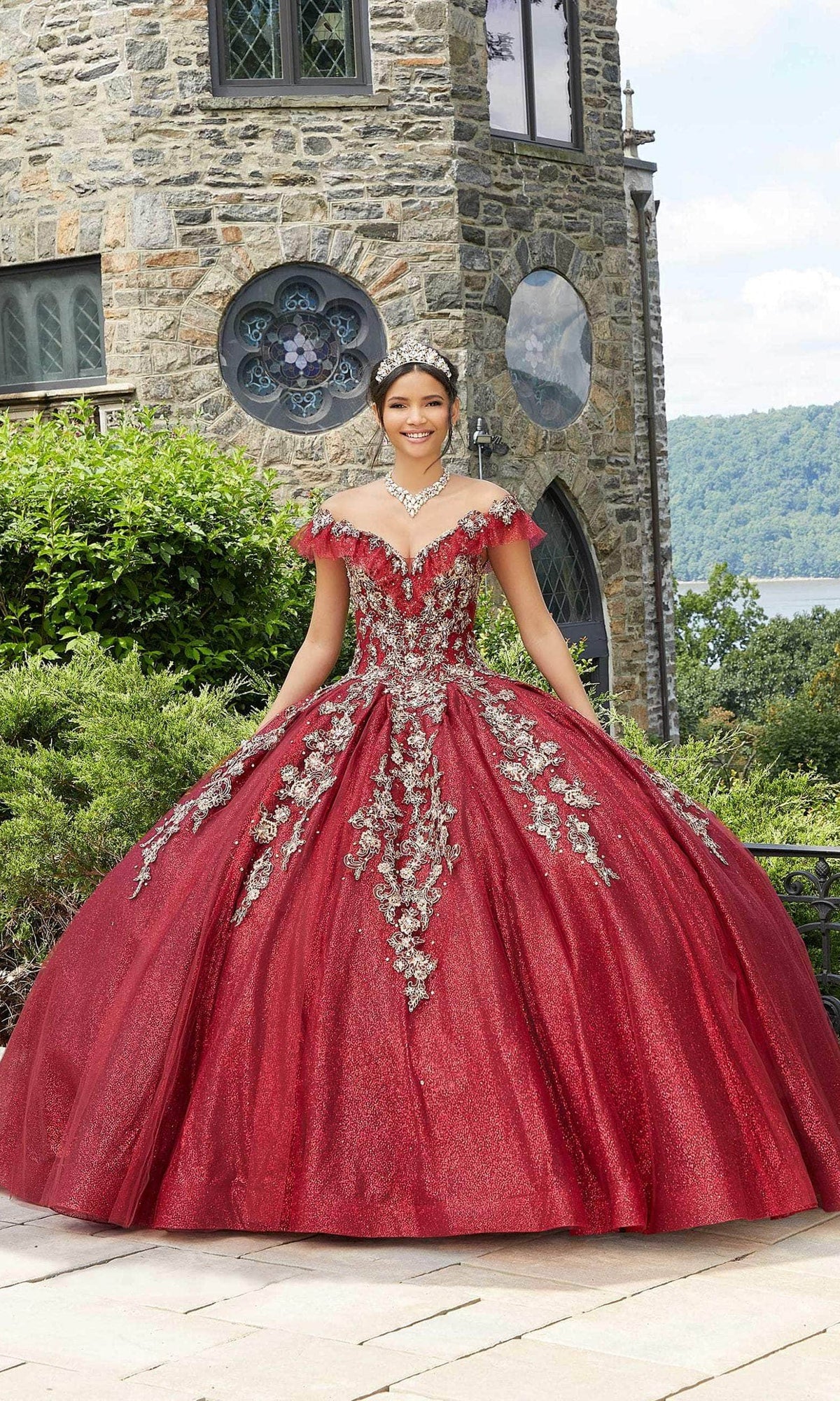 Mori Lee 89342 - Appliqued V-Neck Quinceañera Dress - view 4
