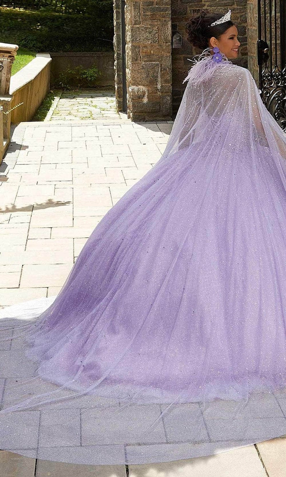 Mori Lee 89348 - Feathered Cape Ballgown