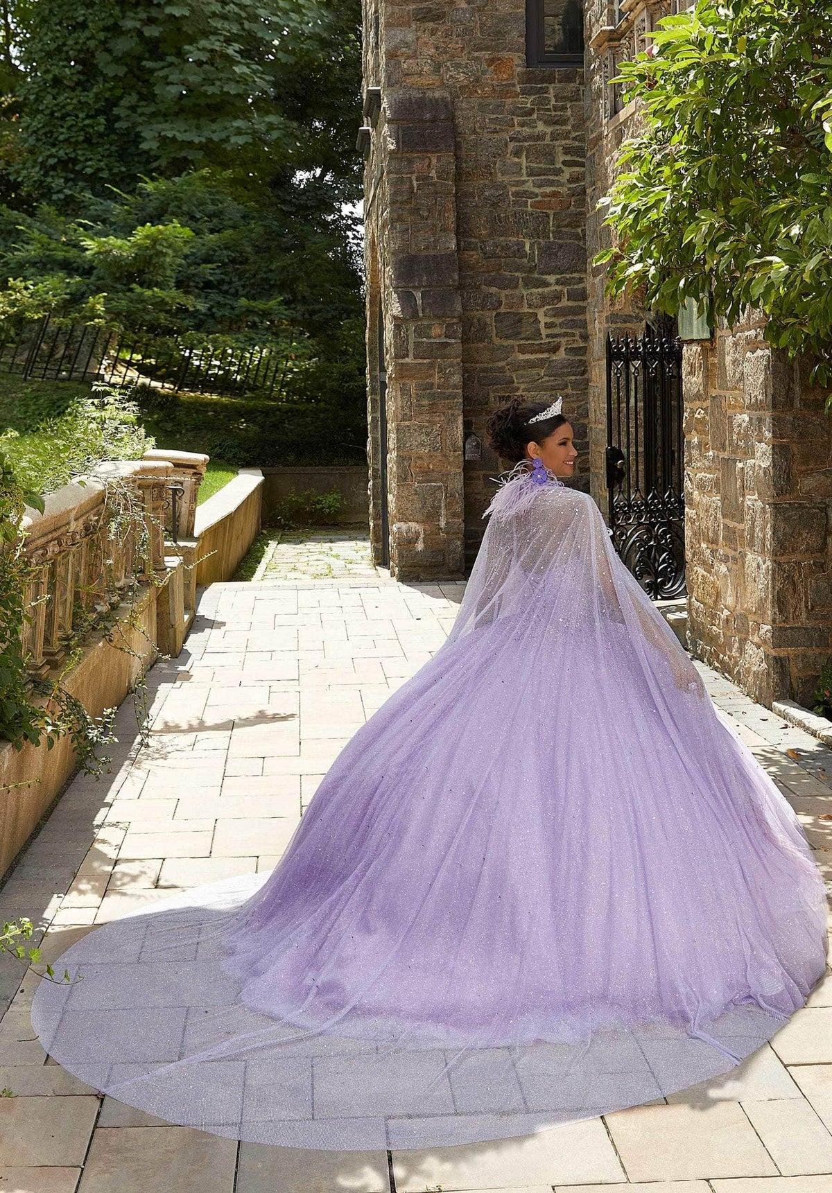 Mori Lee 89348 - Feathered Cape Ballgown
