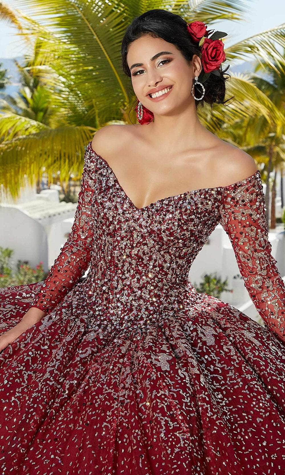 Mori Lee 89355 - Beaded Long Sleeves Quinceñera Dress - view 7