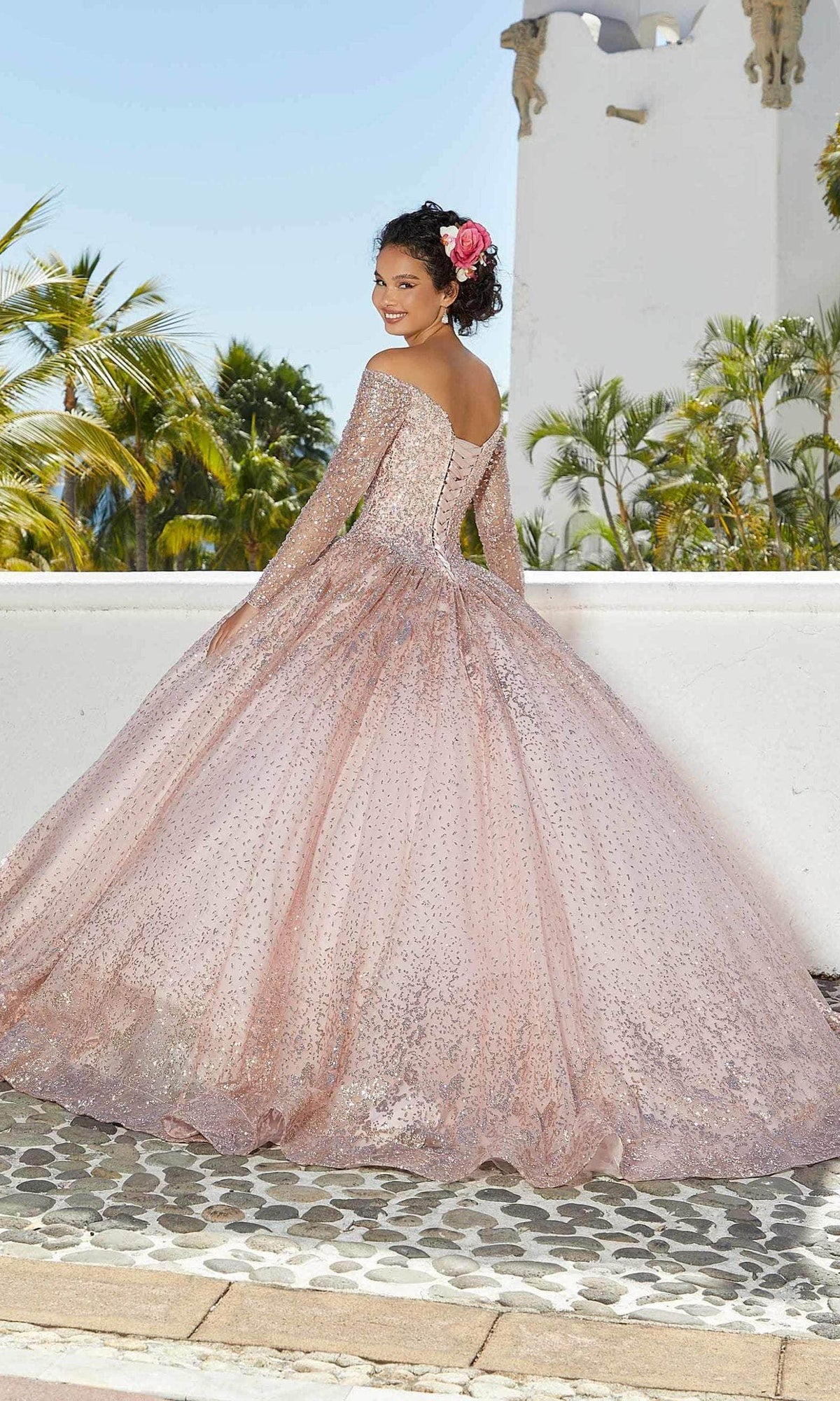 Mori Lee 89355 - Beaded Long Sleeves Quinceñera Dress - view 6