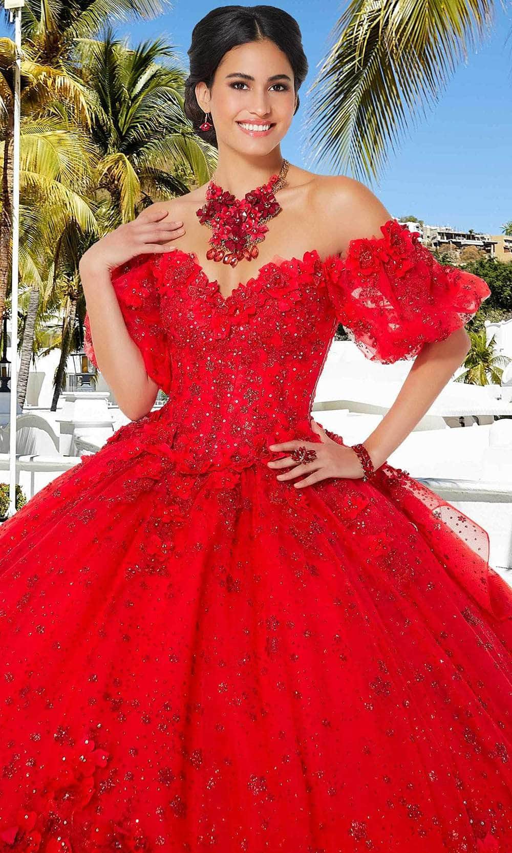 Mori Lee 89358 - Floral Appliqued Sweetheart Ballgown - view 5