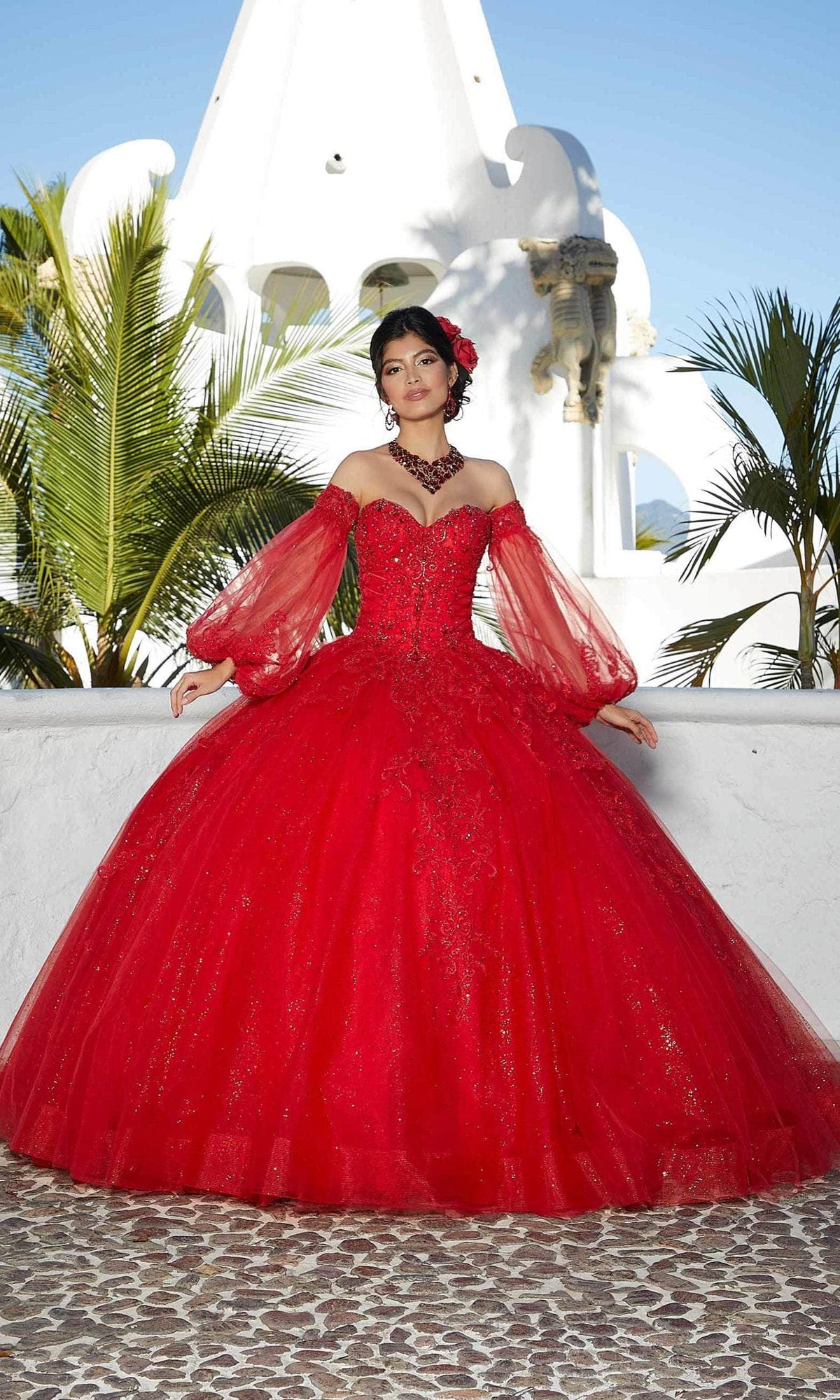 Mori Lee 89359 - Puffy Sleeve Sweetheart Ballgown - view 4