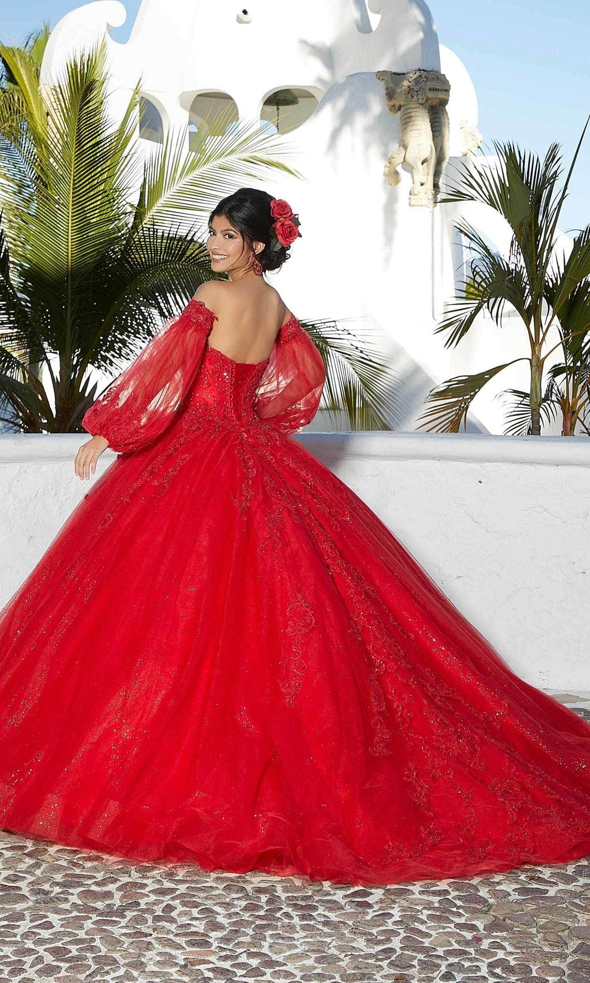 Mori Lee 89359 - Puffy Sleeve Sweetheart Ballgown - view 5